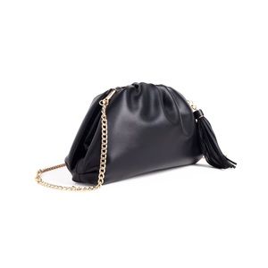 Understated Leather Crescent Clutch Purse Black Rachel Zoe Curateur